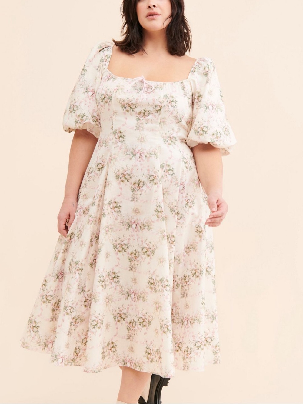 Selkie Cream and Pink Floral Day Dress